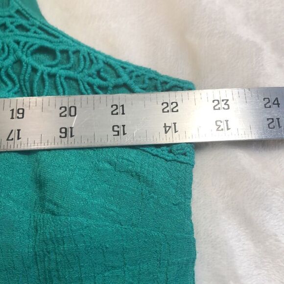 2X GREEN BOHO FLOWY Crochet top 2 layer top, Sleeveless Excellent Condition - Picture 8 of 11